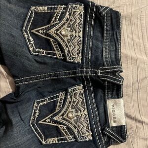 Vigoss Women's Dark Blue Jeans with Decorative Pockets